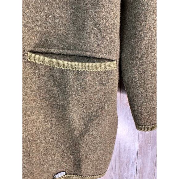 Giesswein Wool Sweater Womens 42 Olive Green Metal Tirol Coin Button Cardigan - Picture 5 of 10